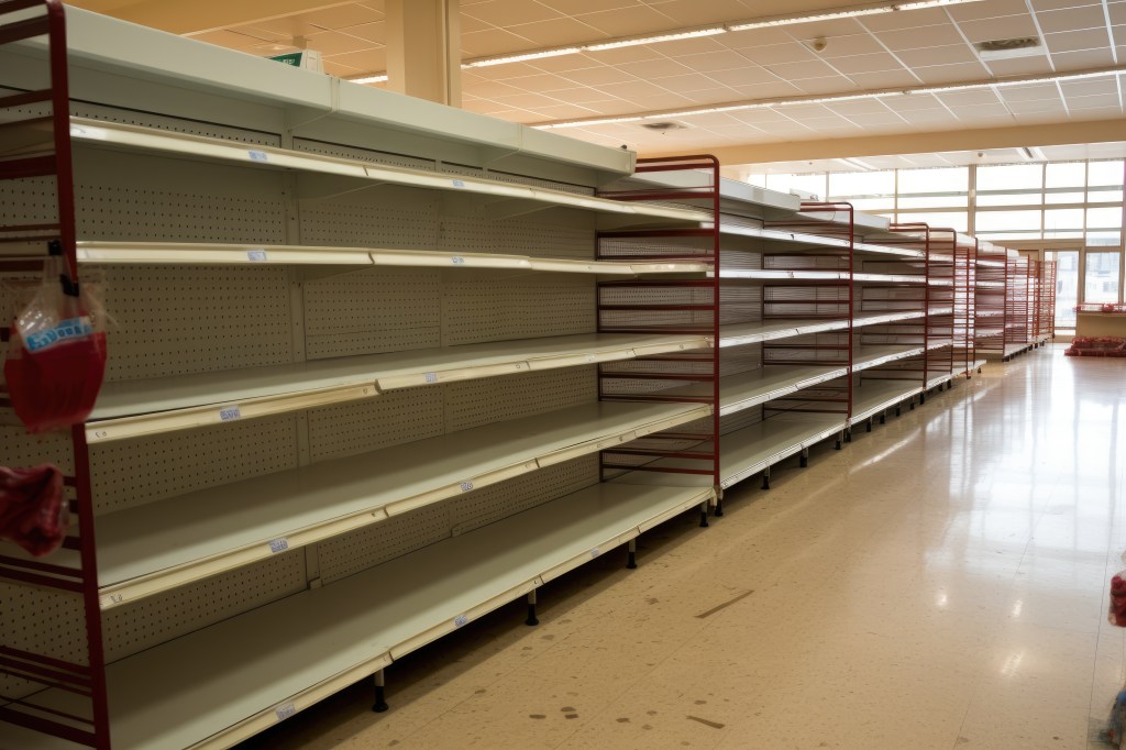 Empty grocery shelves